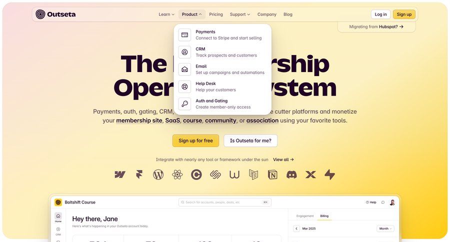 Outseta
				dropdown & other states ui page example