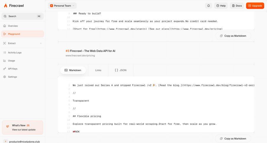 Firecrawl
			 artificial intelligence code editing sidebar menu ui page example