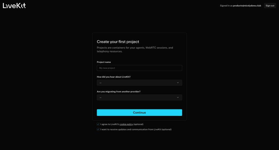 Livekit
				signin ui page example