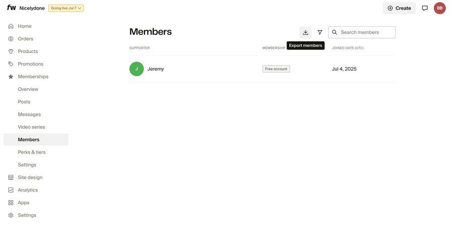 Fourthwall
			 sidebar navigation export ui page example