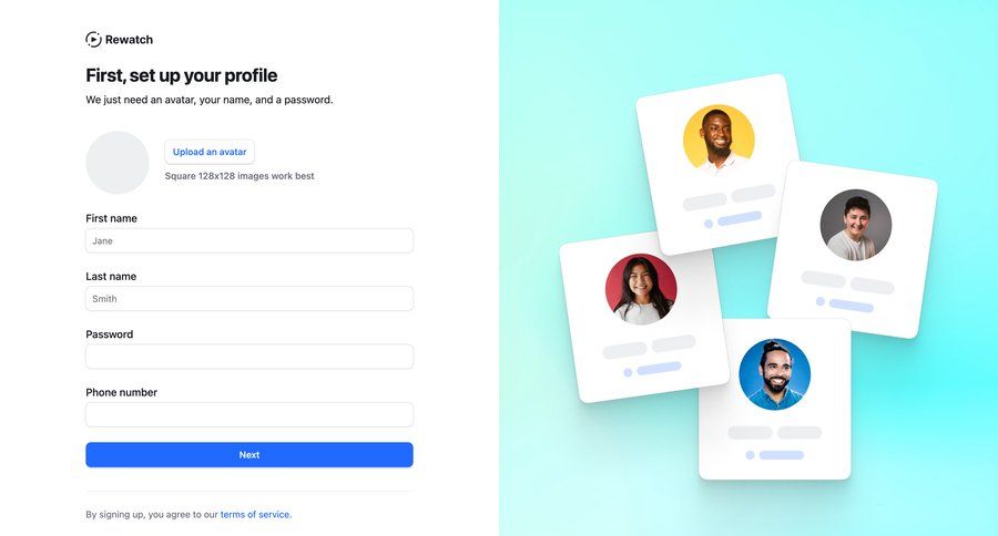 Rewatch
				onboarding page example