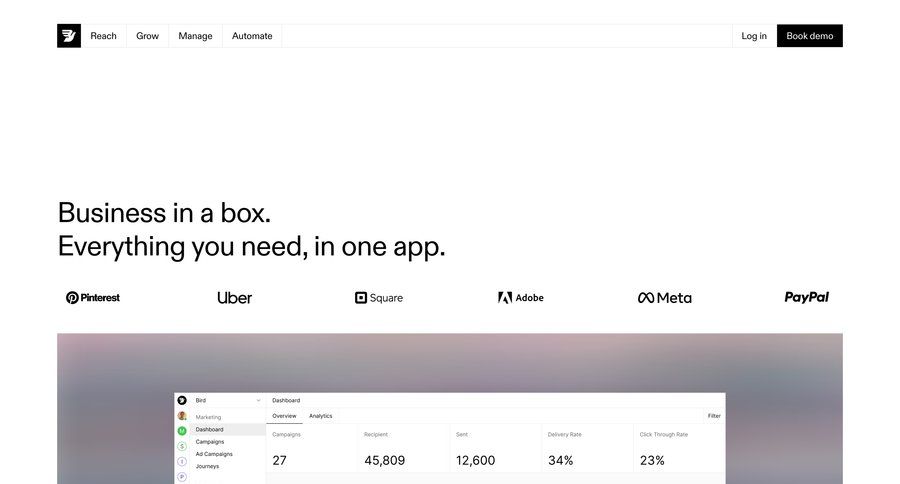 Bird
				landing page ui page example