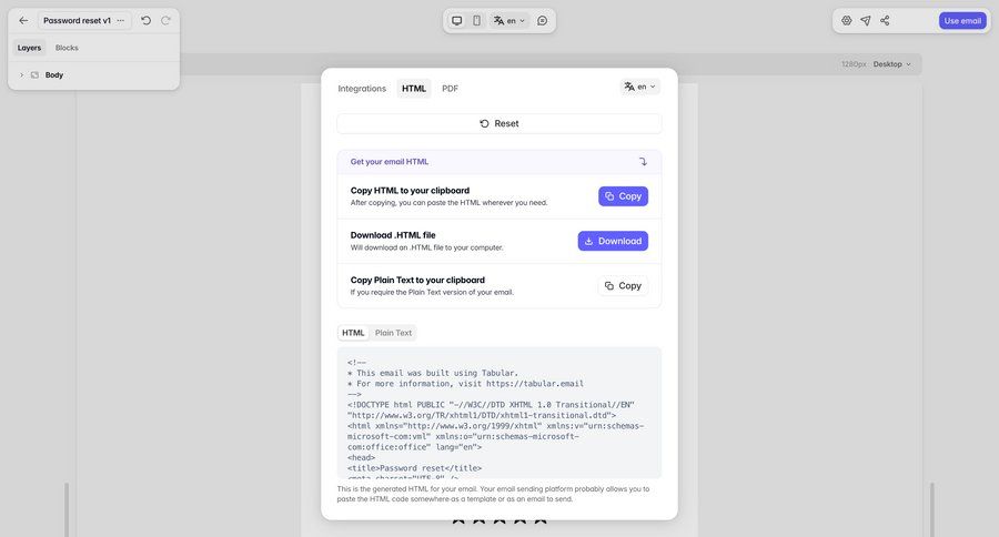 Tabular
			detail page content editor export email ui page example