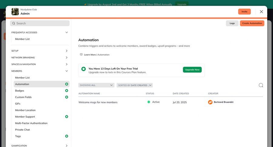 Mighty
			 configuration settings sidebar navigation automation workflow management dropdown filters table ui page example
