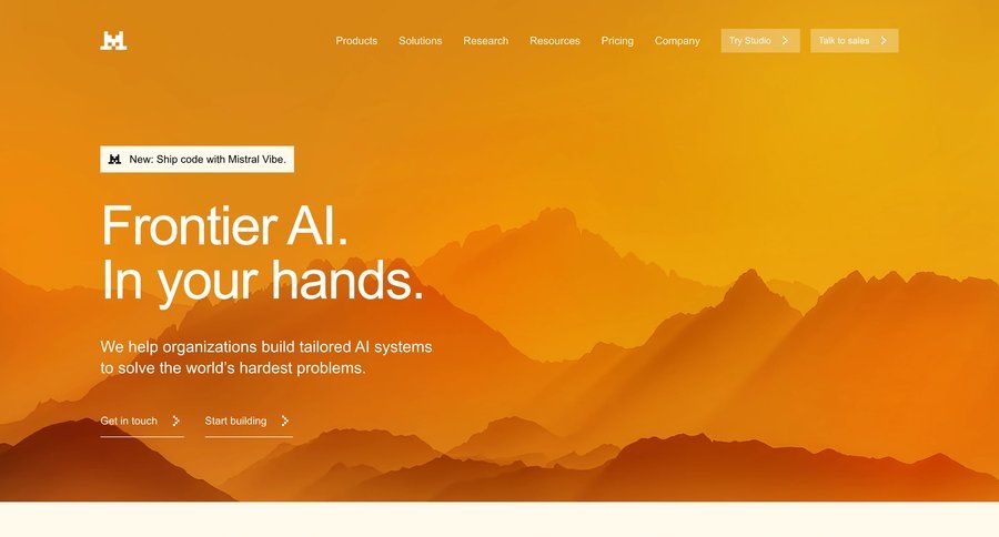 Mistral
				landing page ui page example