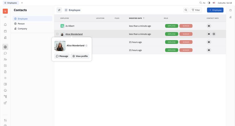 Huly
			 sidebar navigation onboarding account setup quick actions table team management ui page example