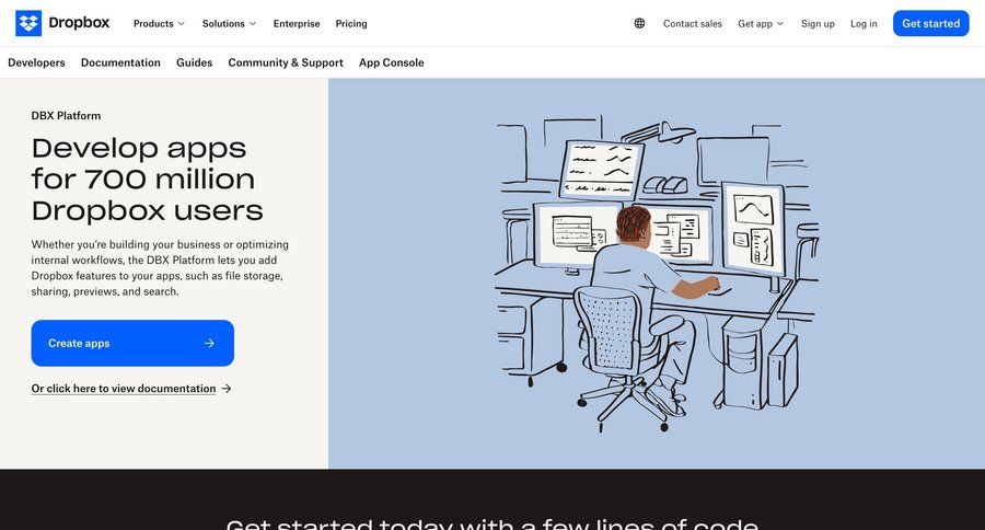 Dropbox
			developers section documentation document list audit log doc check out enterprise ui page example