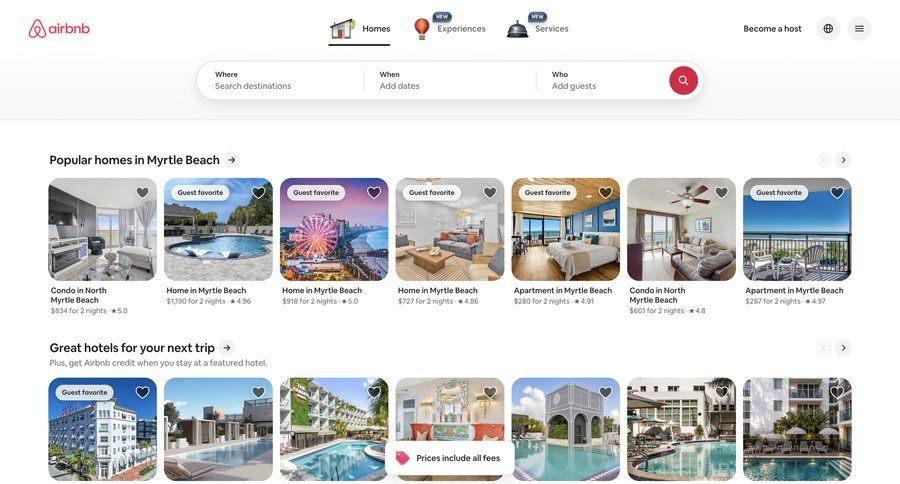 Airbnb
				home ui page example