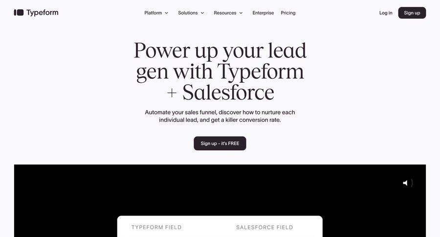 Typeform
			 marketing automation crm integration ui page example