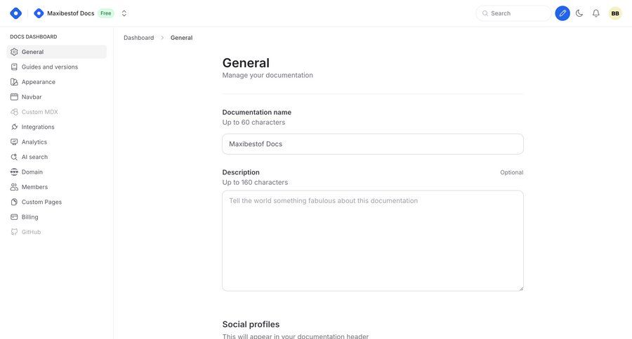 Hashnode
			 configuration settings sidebar navigation project management form project setup confirmation sidebar alert doc documentation docs version control ui page example
