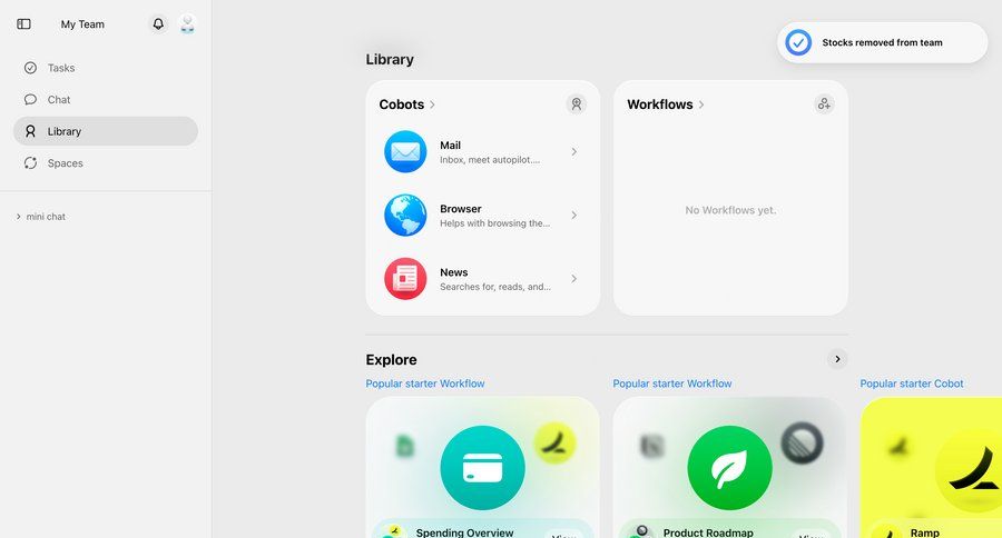 Cobot
			 dashboard workflow sidebar menu ui page example