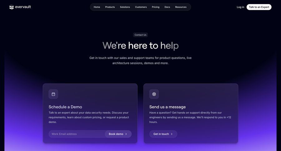 Evervault
			contact call to action cards ui version control ui page example
