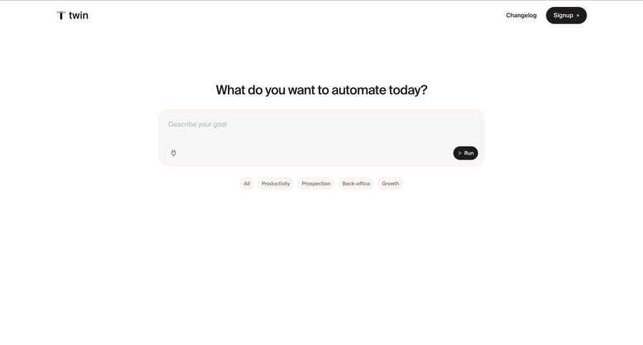 Twin
				landing page ui page example