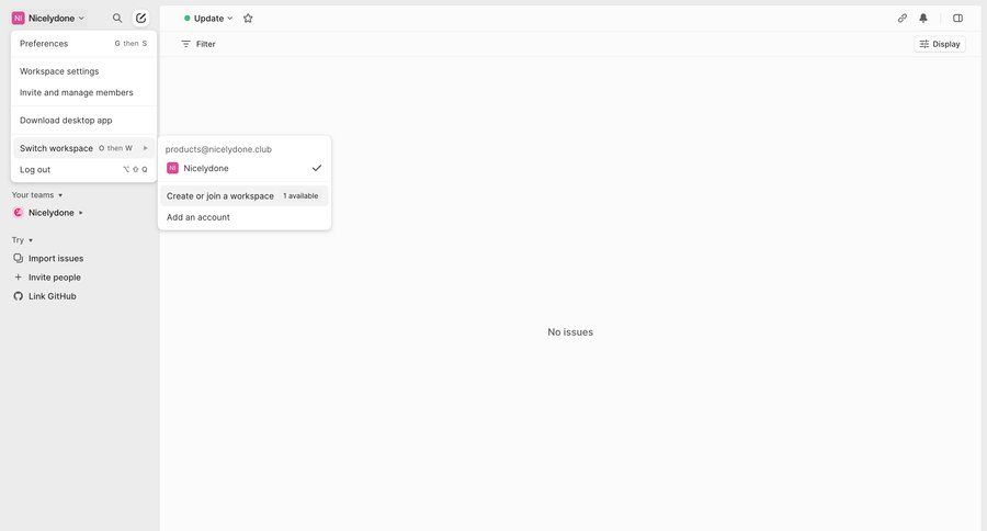 Linear
			 task management settings team collaboration dashboard sidebar navigation project management account setup workspace management issue tracking manage links free plan dropdown filters sidebar navigation menu navigation bar menu navigation links navigation buttons ui page example