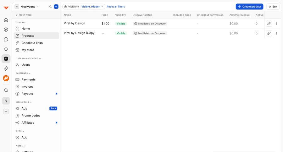 Whop
			 e-commerce dashboard sidebar navigation sidebar navigation bar menu modern table pagination ui page example