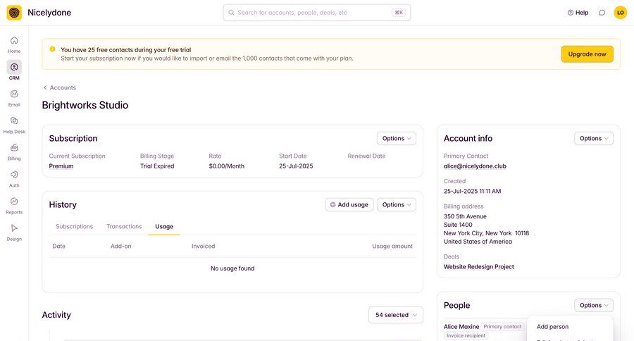 Outseta
			 dashboard sidebar navigation account management onboarding user activity file management subscription management menu ui page example