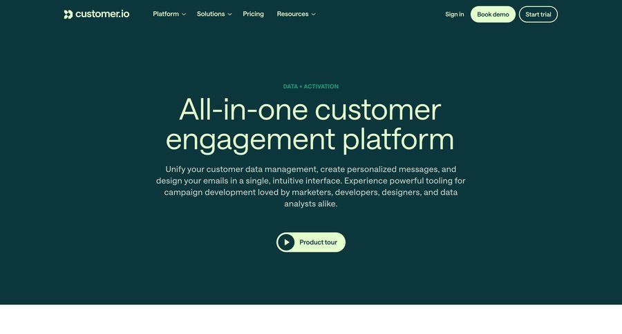 Customer.io
			 conditional logic email verification user permissions audit log service plans pricing plans subscription plans price payment options premium product packages marketing website design payment page payment confirmation real-time editing autocomplete global search connect service rich text pricing packages campaign creation pricing calculator localization ui page example
