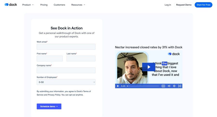 Dock
				landing page ui page example