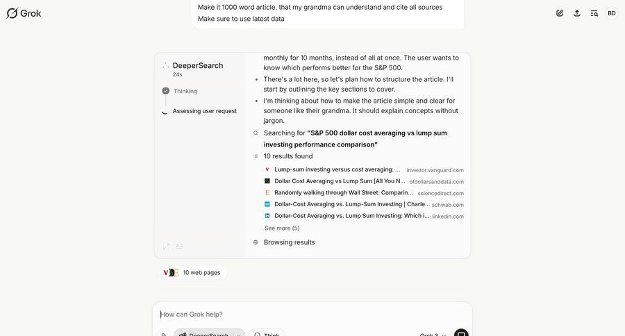 Grok
			 artificial intelligence finance task completion natural language processing call intelligence information page detail view item details research info view article chat interface chatbot conversational search results ui page example