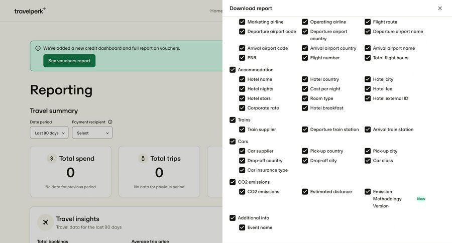 Travelperk
			 data export ui page example