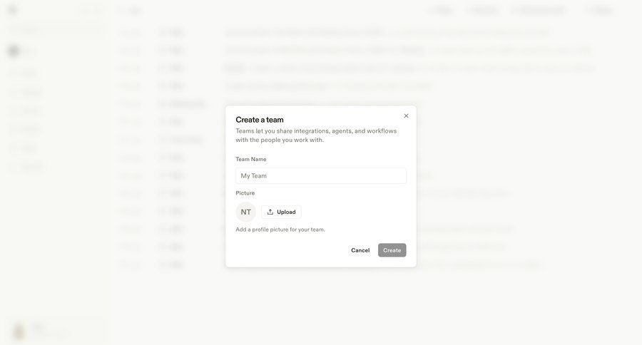 Town
			 team creation onboarding modal ui page example