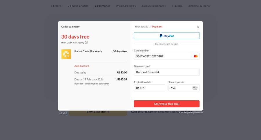 Pocket Casts
				checkout ui page example