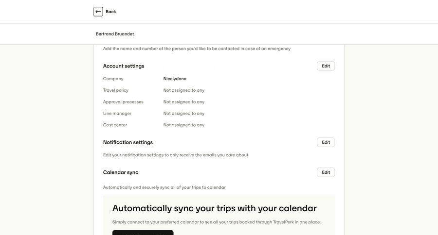 Travelperk
				settings ui page example