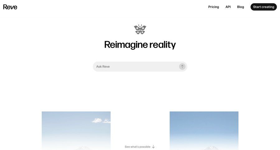 Reve
				landing page ui page example