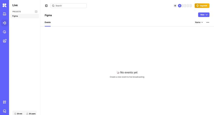 Kinescope
			 event management ui page example