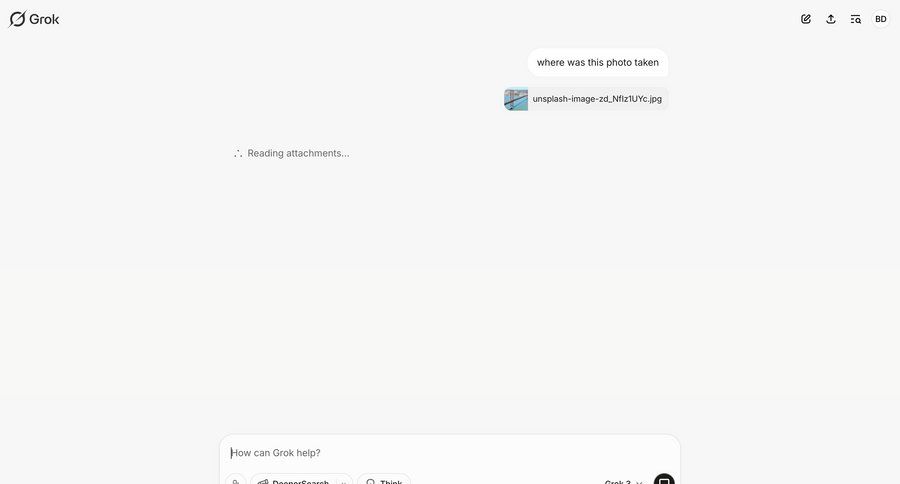 Grok
			 artificial intelligence upload image attachment call intelligence communication chat messages file uploader upload file upload media upload documents image gallery chat interface conversational avatar upload ui page example