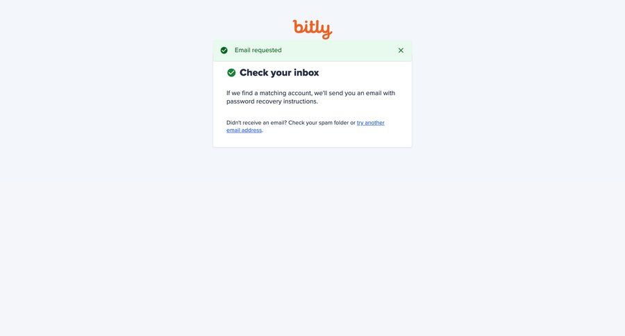 Bitly
			 account management confirmation inbox security auth message change password password update update confirmation message ui page example