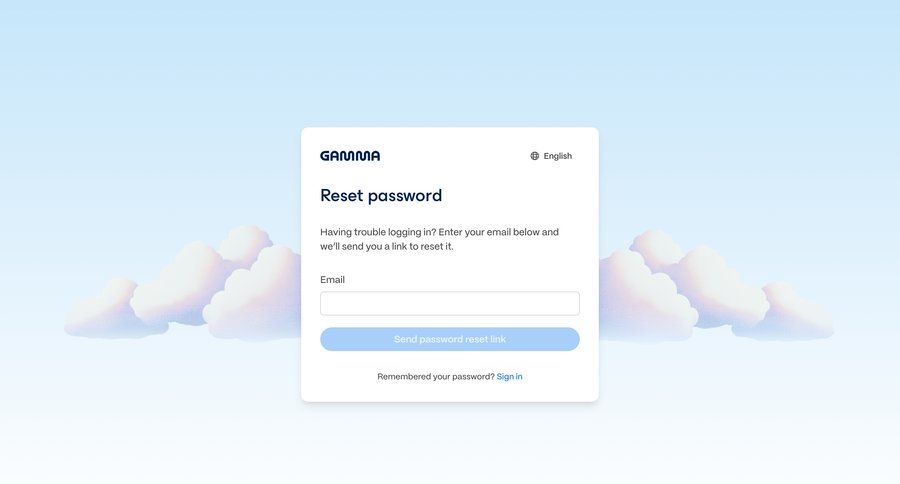 Gamma
				password reset ui page example