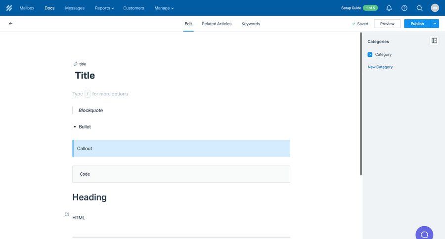 Help Scout
			content editor collection popover content management editor document editing document management split view content blocks wysiwyg sidebar documentation ui page example