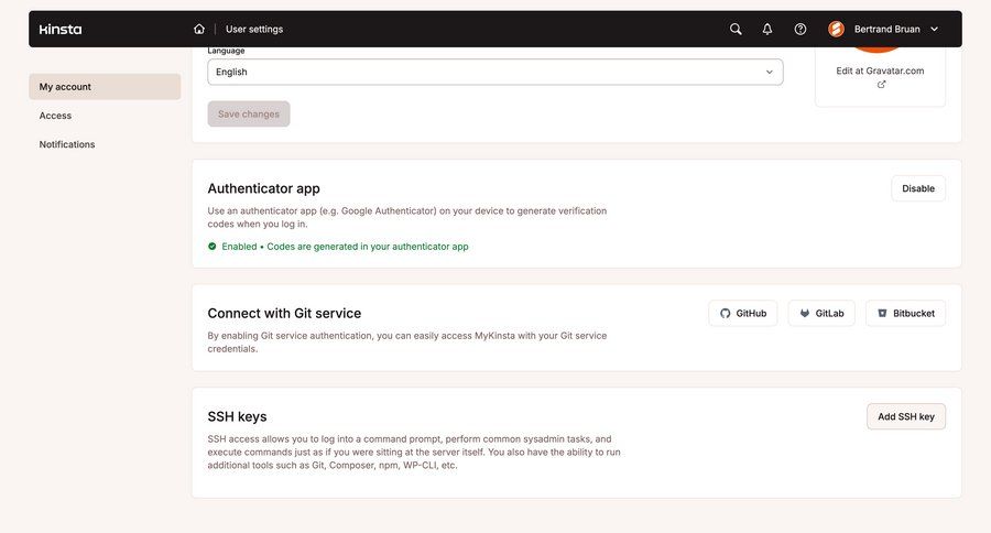 Kinsta
			 settings form authentication security user profile ui page example