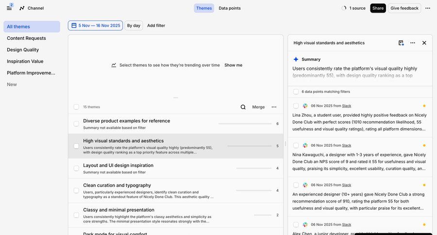 Dovetail
				notification ui page example