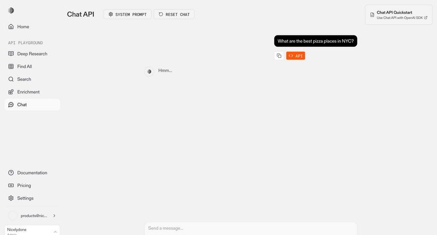 Parallel
			settings messaging api documentation sidebar navigation artificial intelligence chat documentation chat interface ui page example