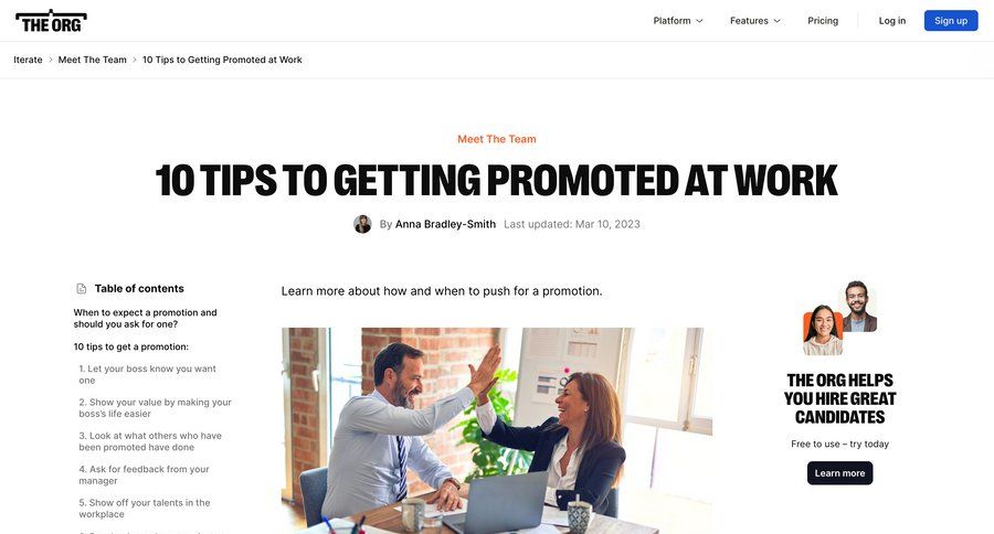 The org
				article ui page example