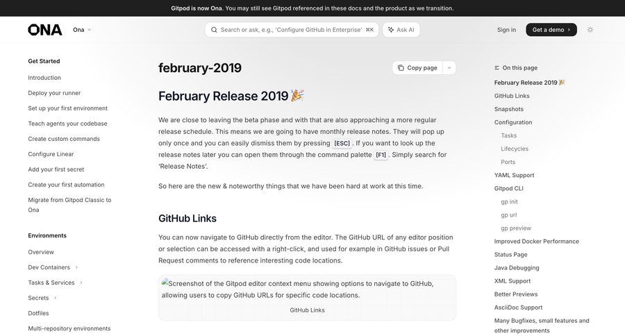 Ona
			 changelog ui page example