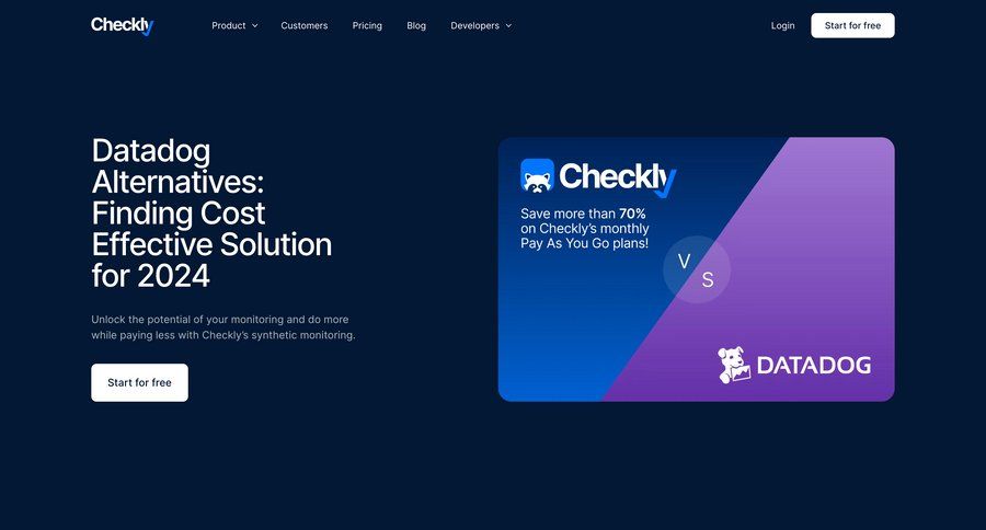 Checkly
			 features comparison page competition vs comparision alternatives testimonials marketing website design global search command k ui page example
