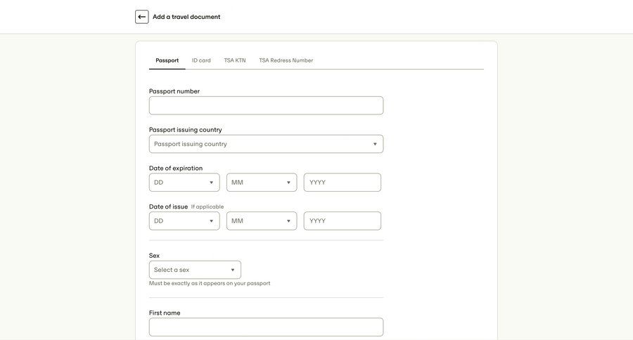 Travelperk
			 data entry ui page example