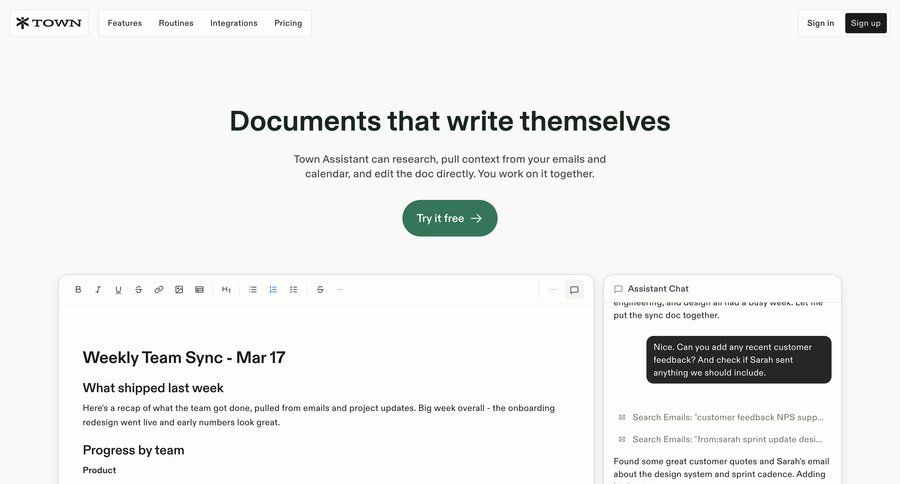 Town
			 knowledge management ui page example