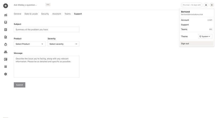 Midday
			 menu form content hierarchy ticketing system ui page example