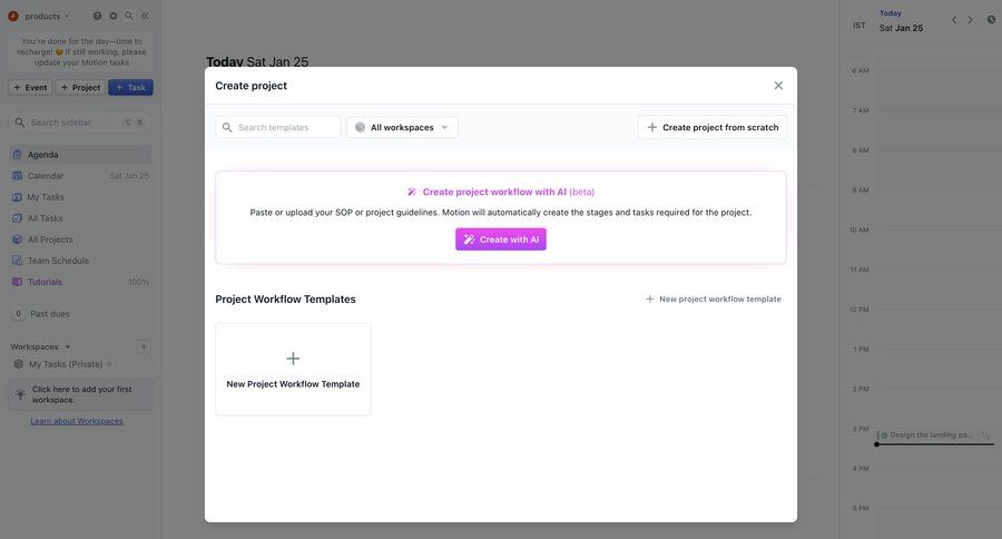Motion
			 task management project management onboarding form templates project creation full screen modal create generate ui page example