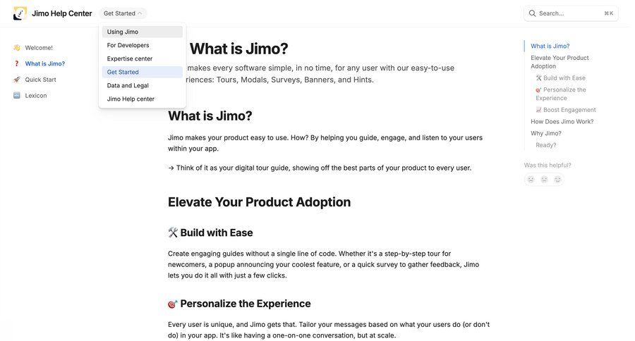Jimo
			 guided tour contextual help ui page example