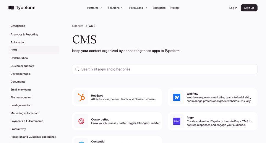 Typeform
				list ui page example