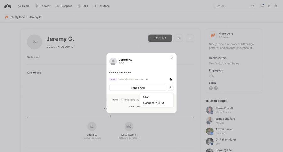 The org
			 collaboration modal dialog ui page example