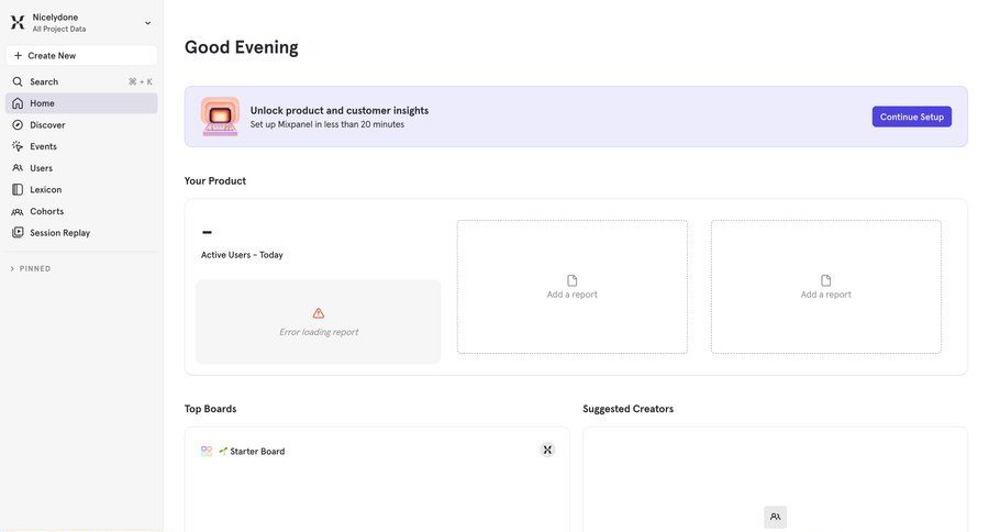 Mixpanel
				home ui page example