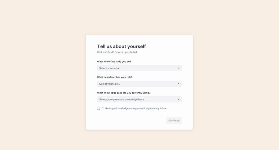 Slite
			 onboarding form user profile ui page example