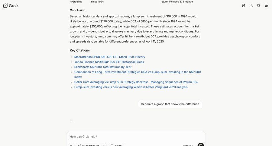 Grok
			 finance data analysis full-screen layout task completion call intelligence information page detail view item details research info view blog post article vs chat interface contextual help ui page example