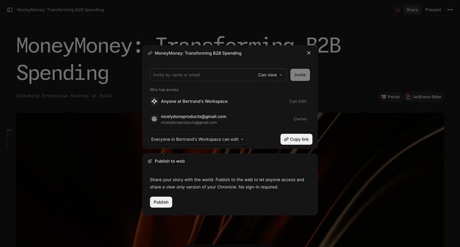 Chronicle
			 modal screen content management collaboration access control content sharing sharing ui page example